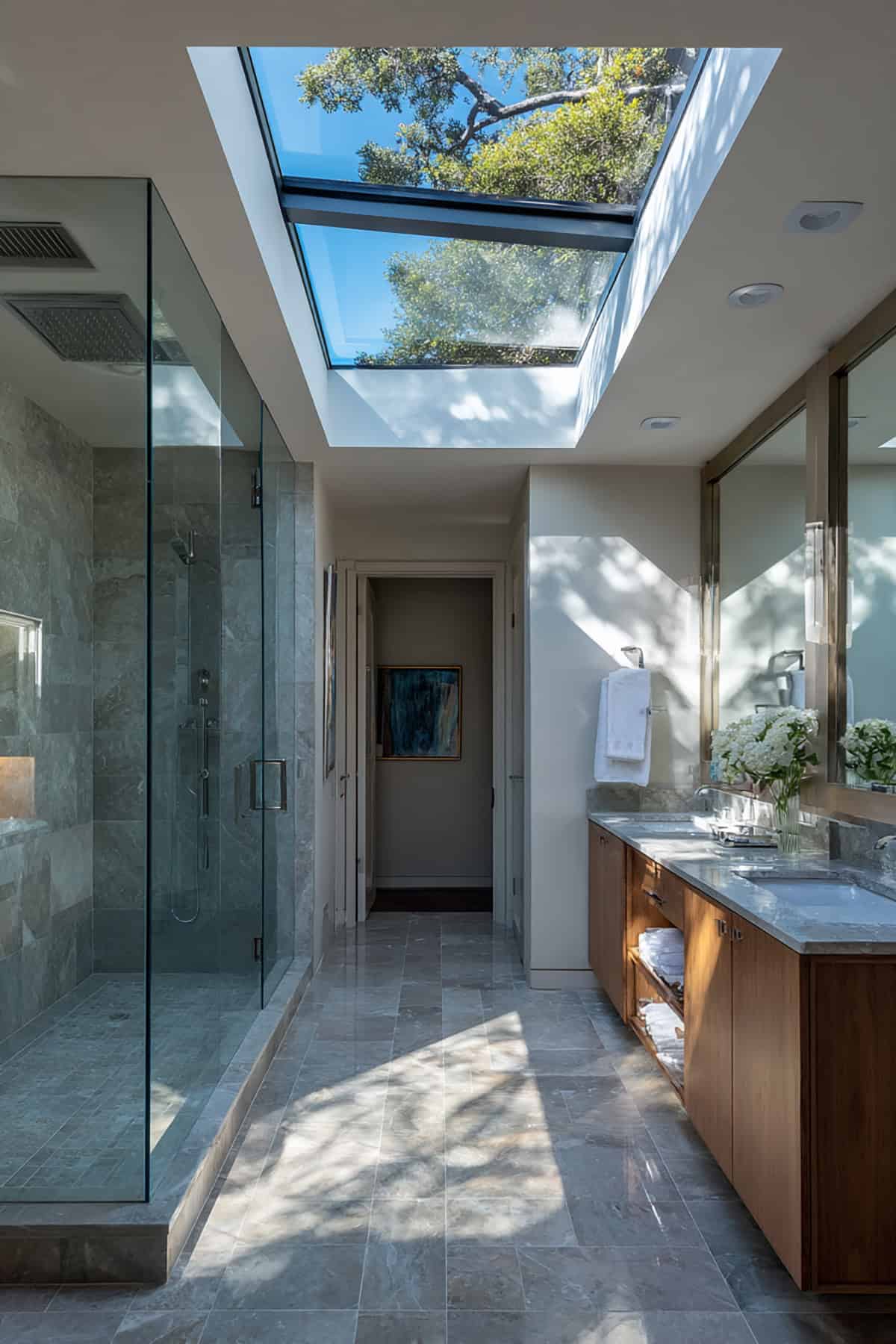 Skylight Wet Room With Natural Light Shower