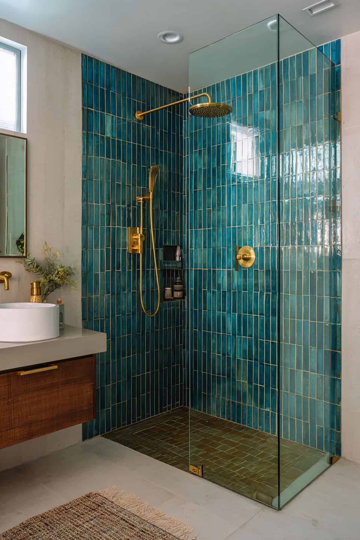 Vertical Kit Kat Tile Wet Room Accent Wall