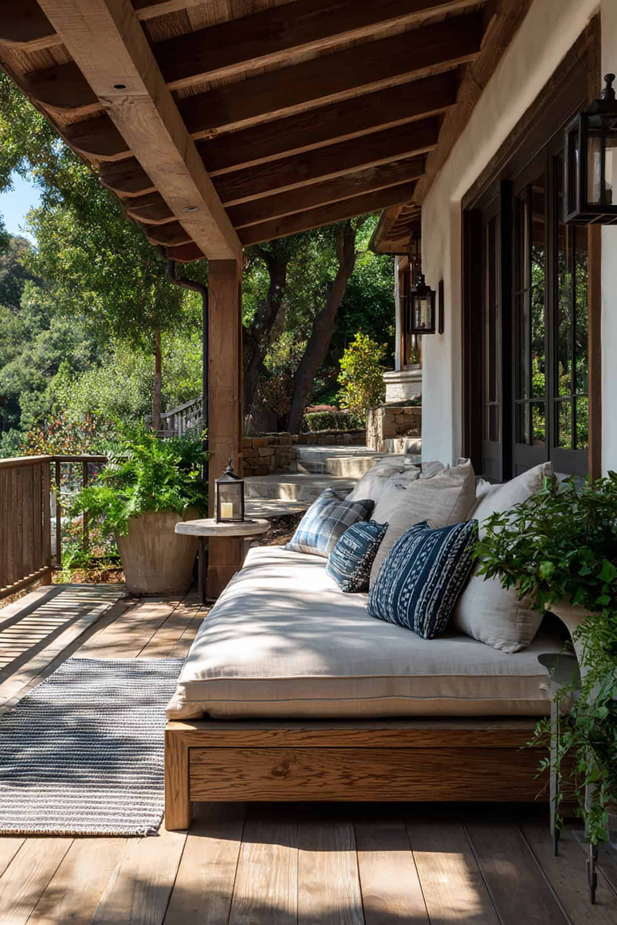 Back Porch with Outdoor Daybed Against Wall