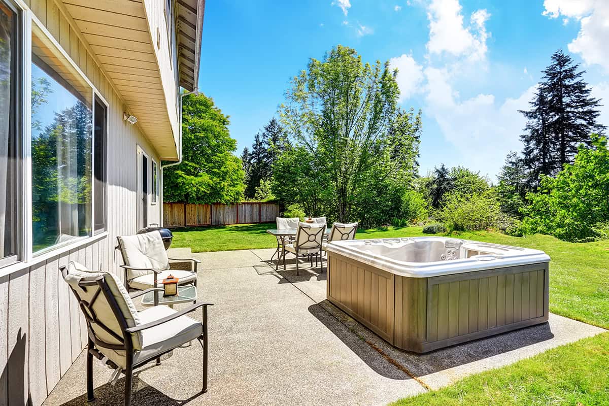 Backyard Hot Tub with Open Lawn