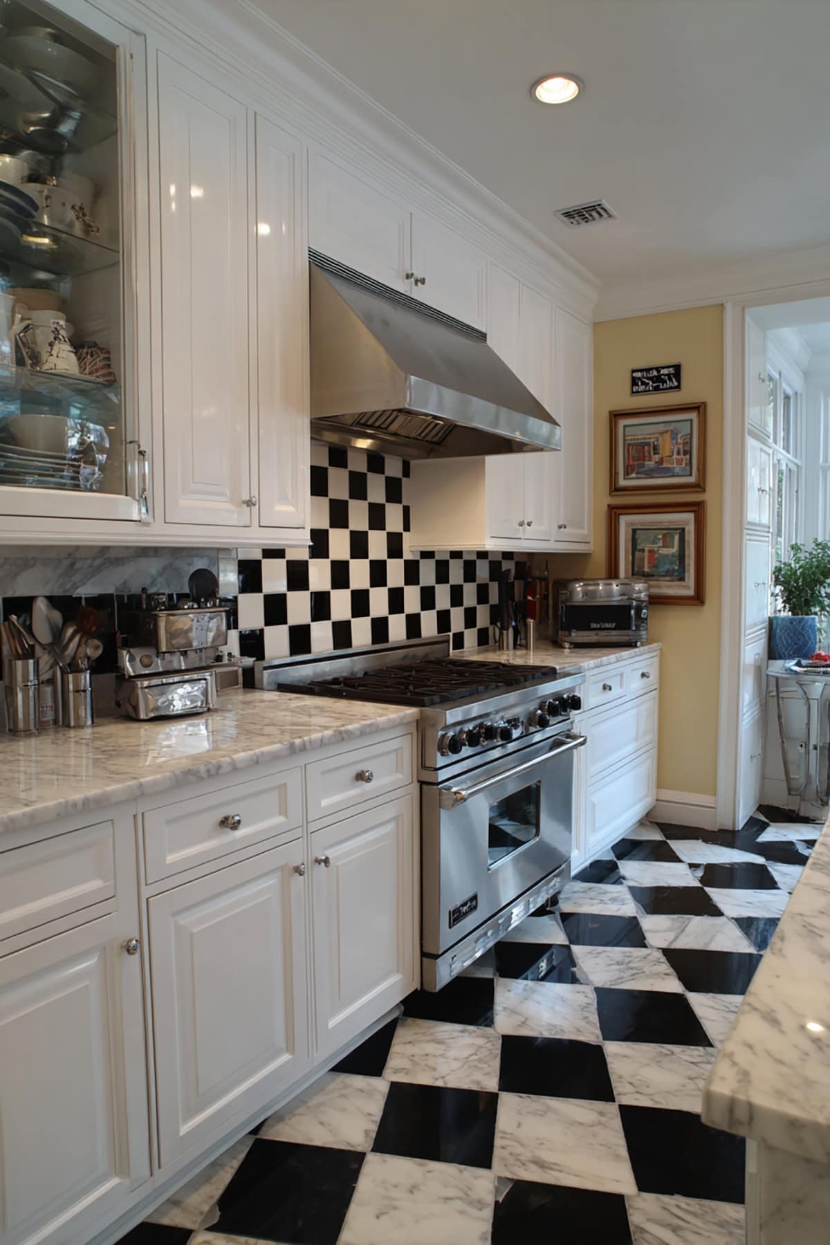 Black and White Checker Tile Backsplash