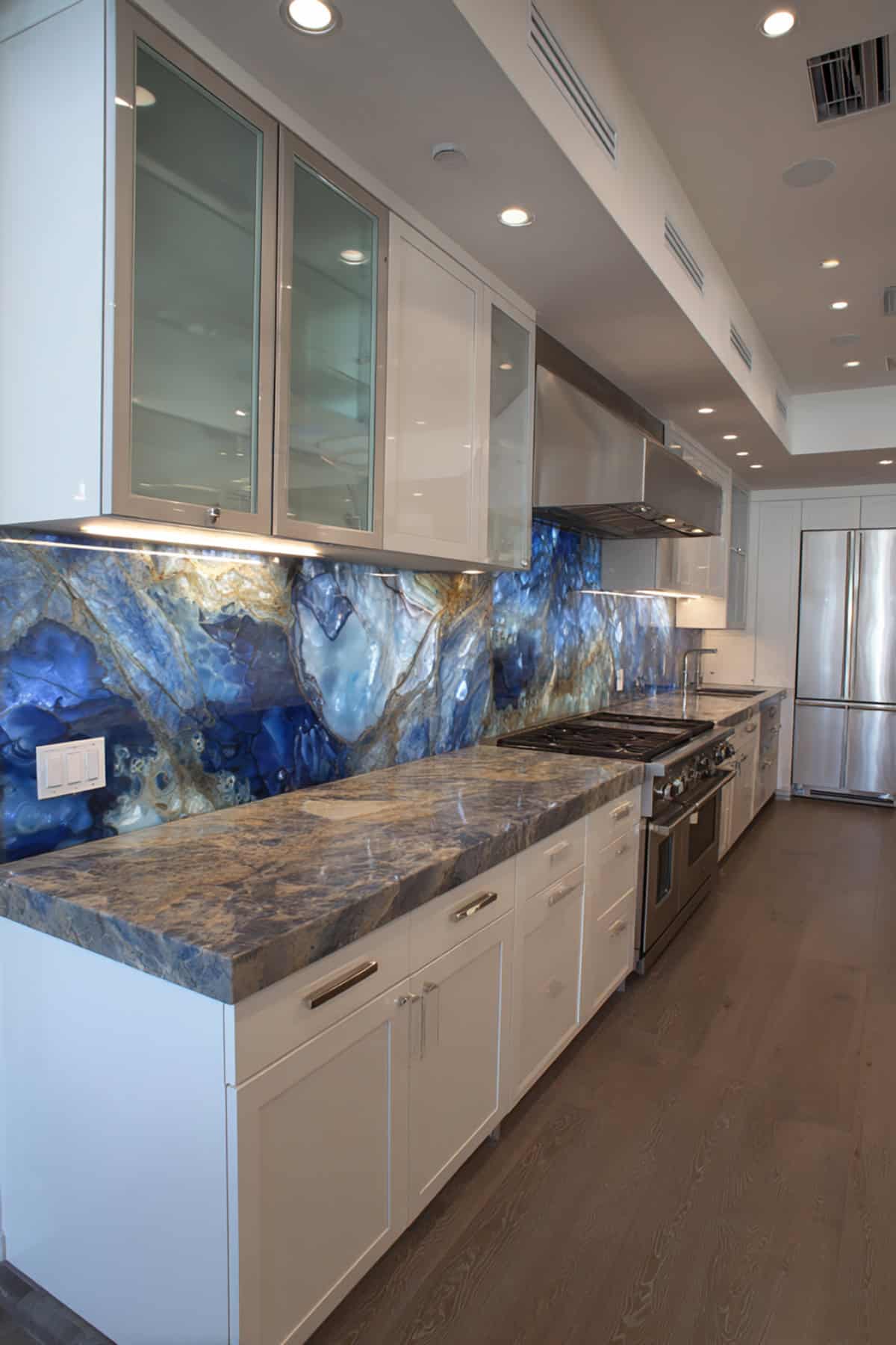 Blue Agate Slab Backsplash
