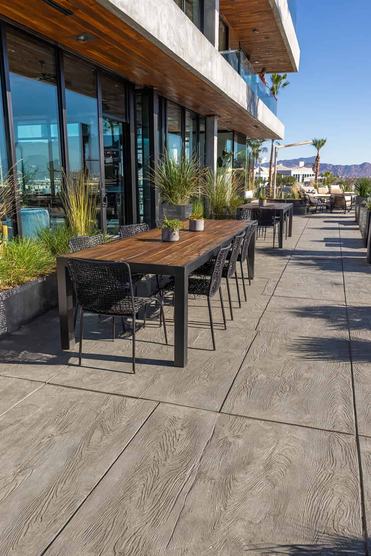 Board Form Stamped Concrete Patio with Modern Lines