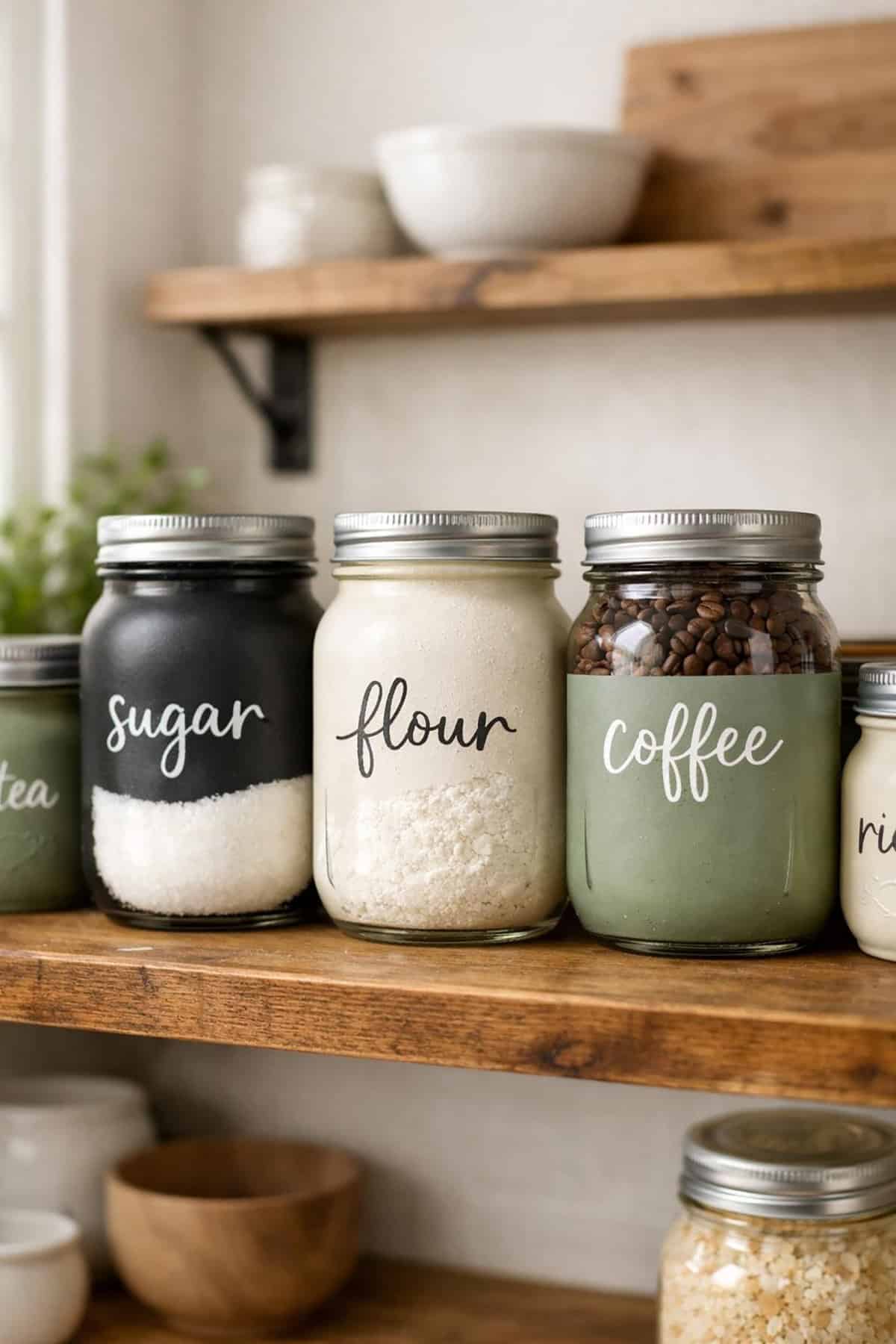 Chalk Painted Mason Jar Pantry Storage Set