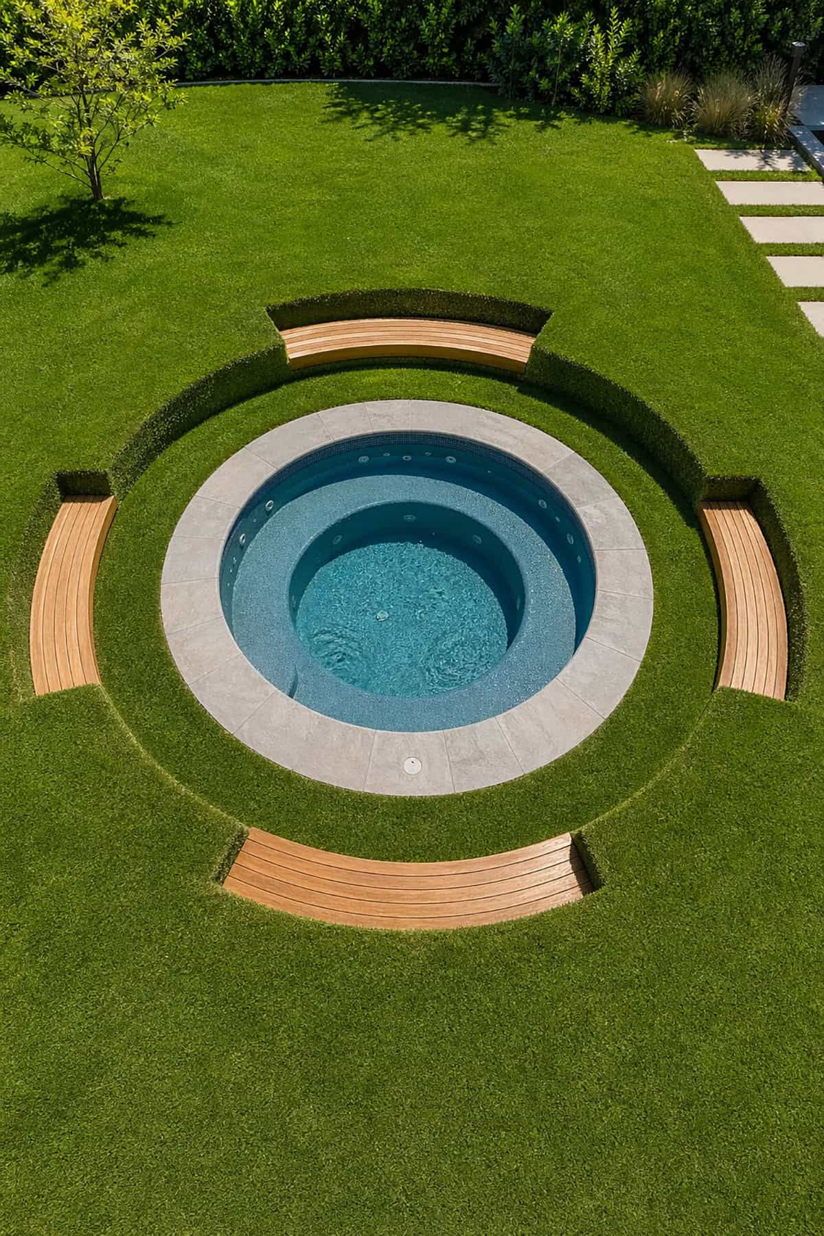 Circular Sunken Lawn Hot Tub Pit