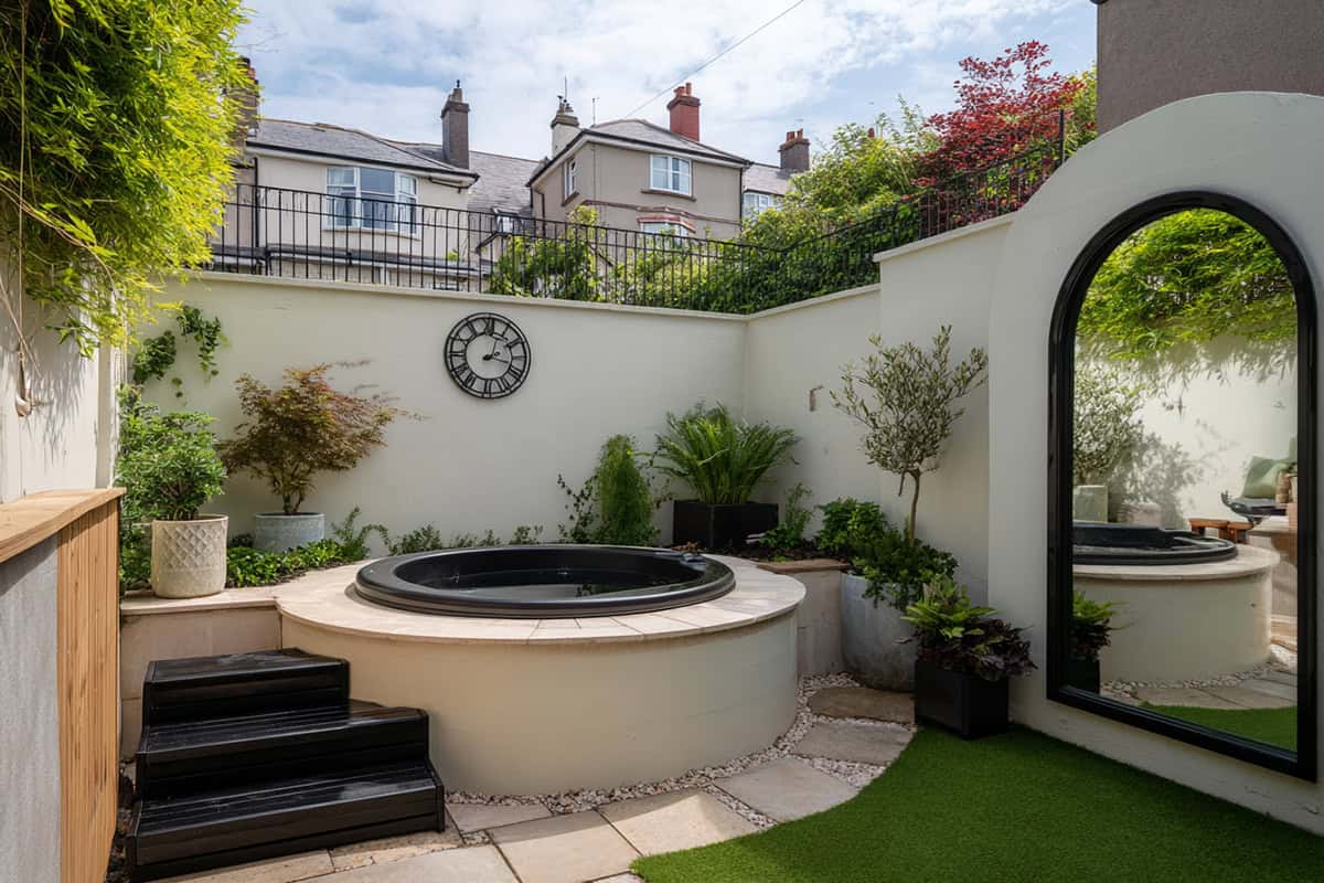 Compact Walled Courtyard Hot Tub