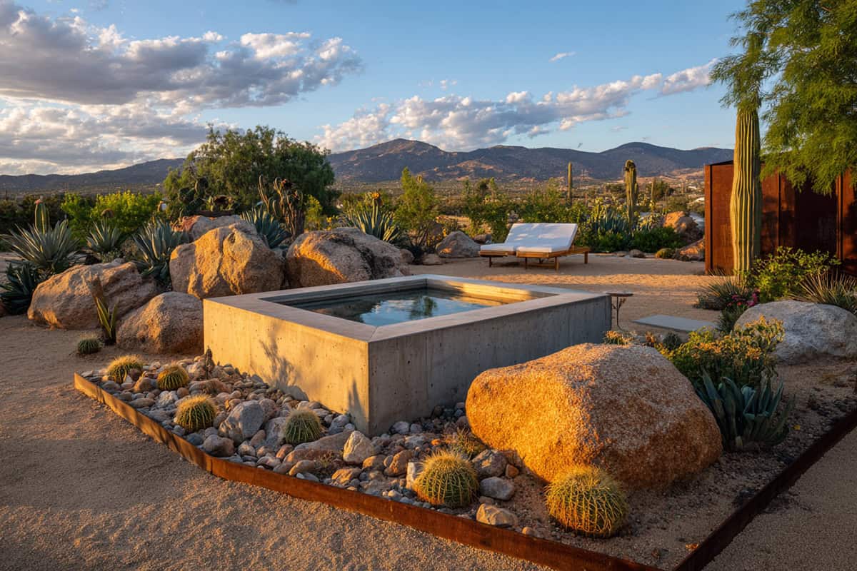 Desert Xeriscape Hot Tub Retreat