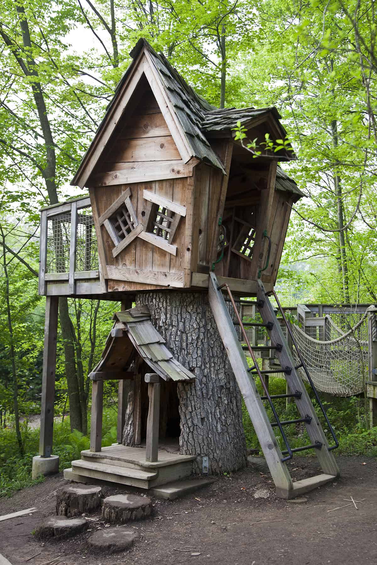 Fantasy Treehouse with Rope Walkway