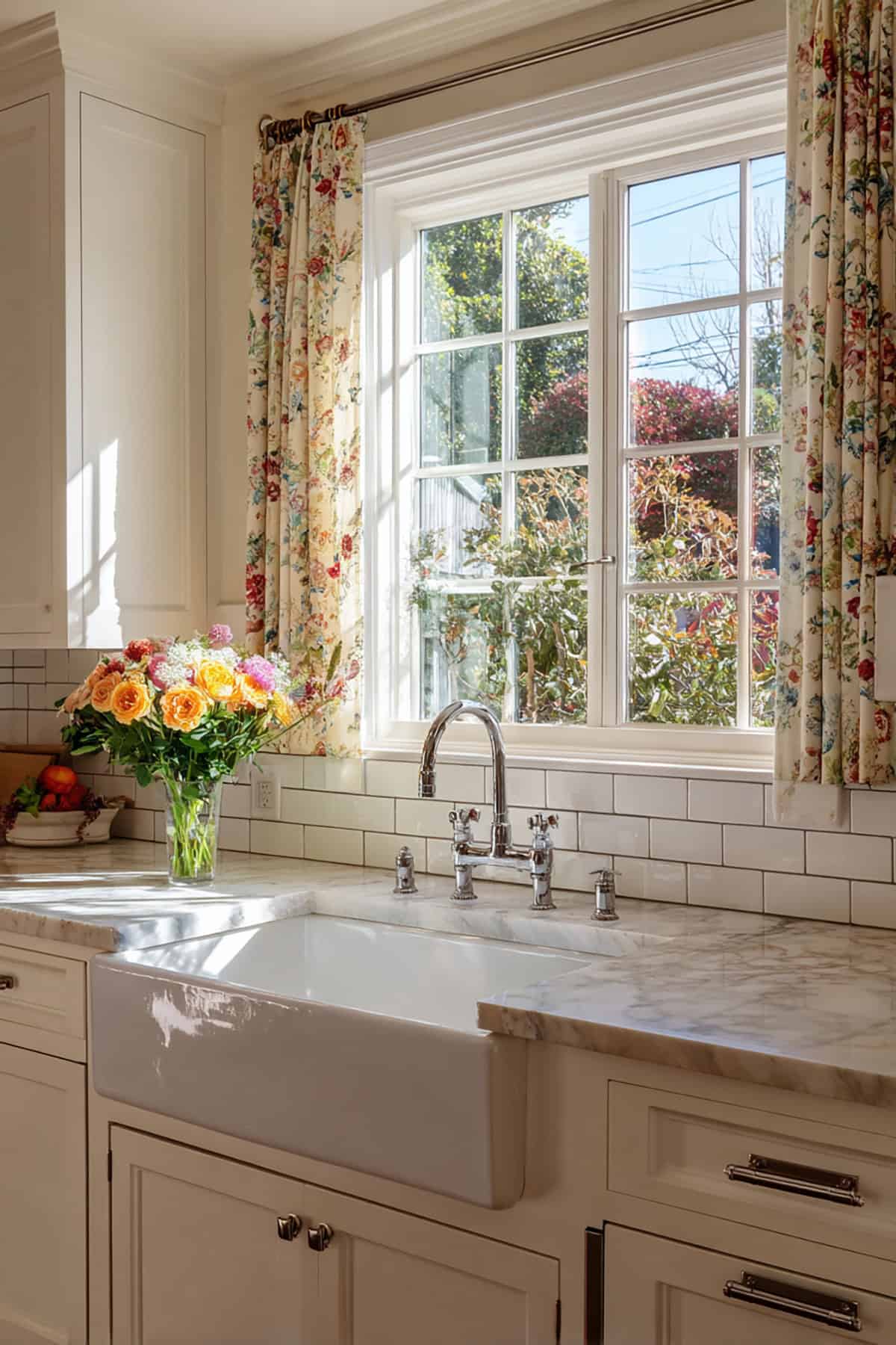 Farmhouse Sink with Café Curtains