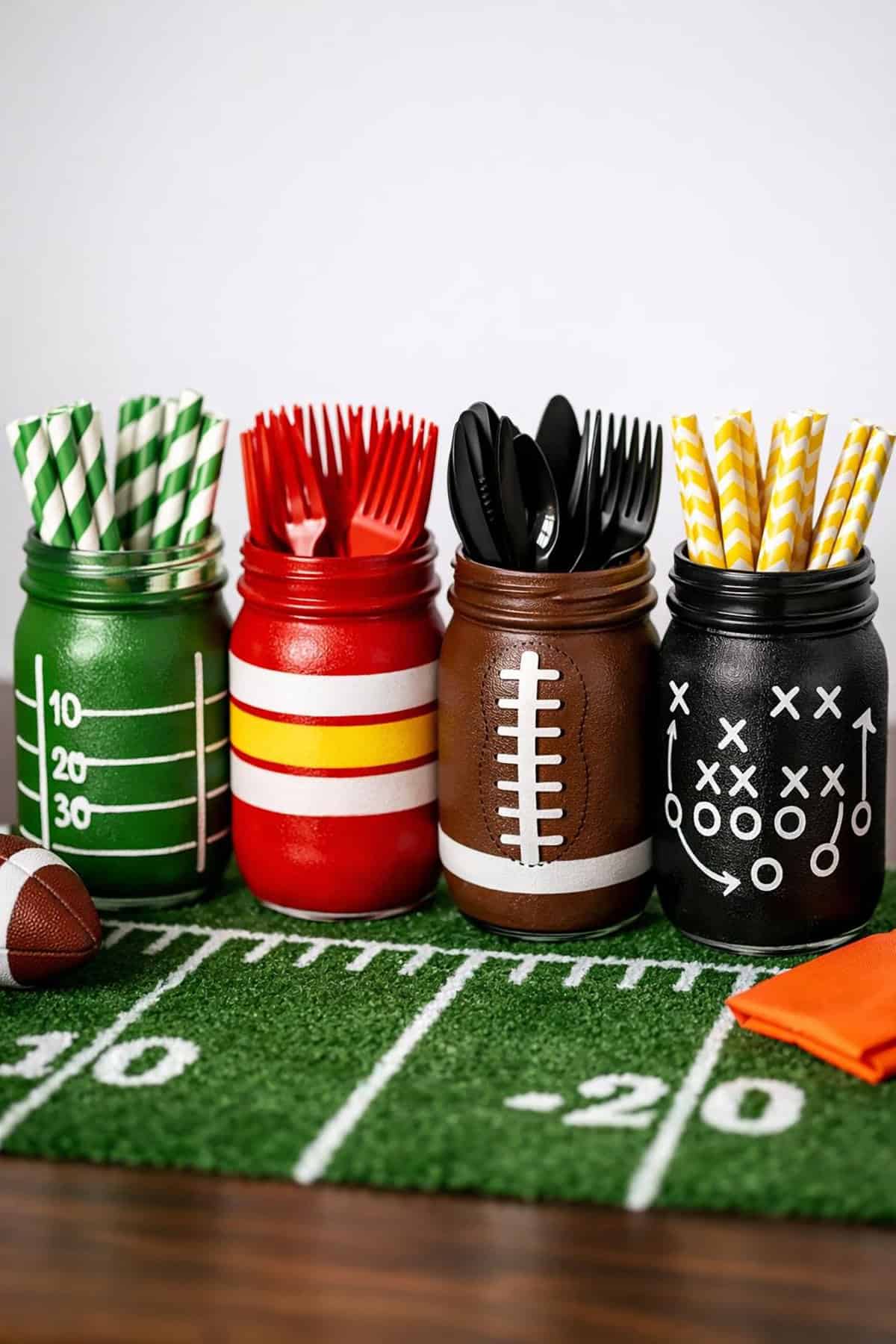 Football Themed Mason Jar Party Cups