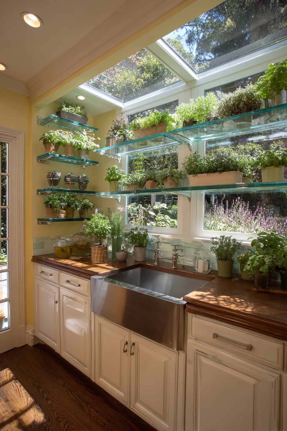 Garden Box Window with Built In Glass Shelves