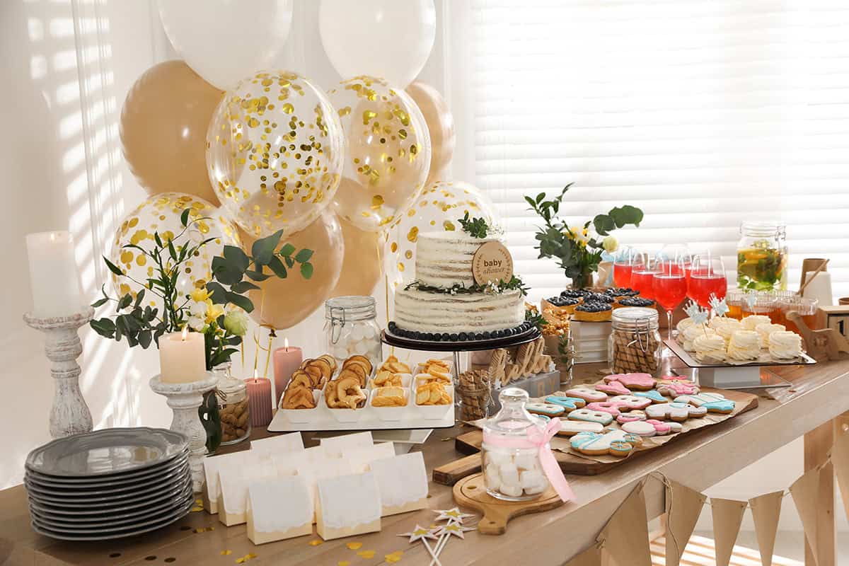 Gold Confetti Balloon Dessert Table