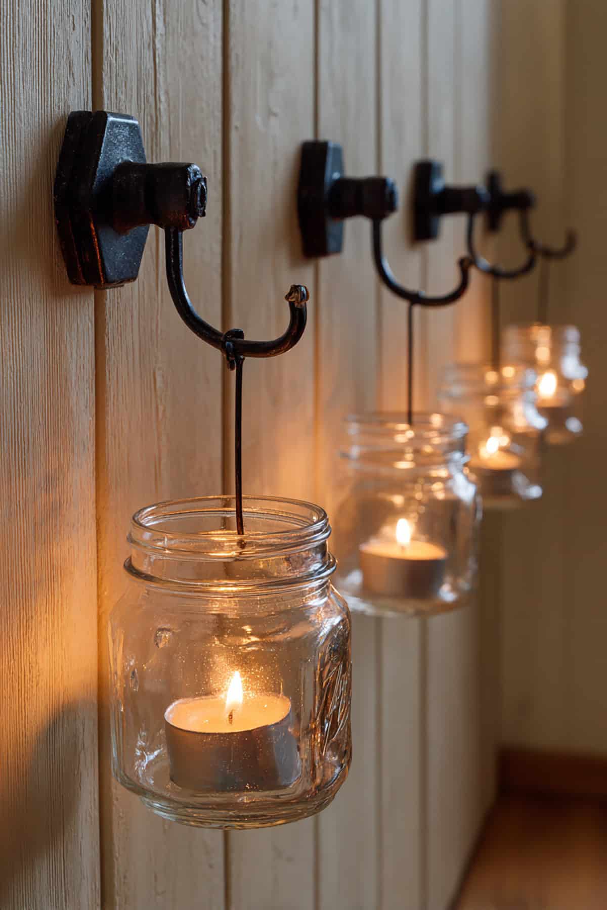 Hanging Mason Jar Candle Hook Display