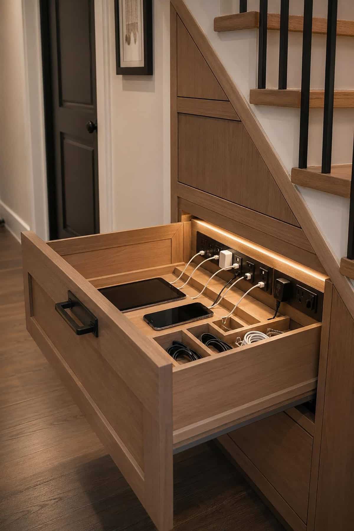 Hidden Pull Out Charging Station Drawer