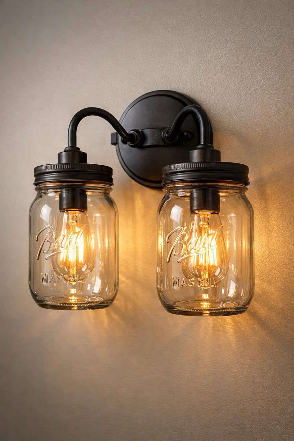 Industrial Mason Jar Wall Sconce Light