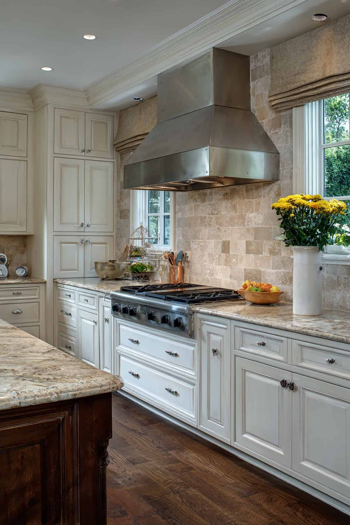 Limestone Tile Backsplash