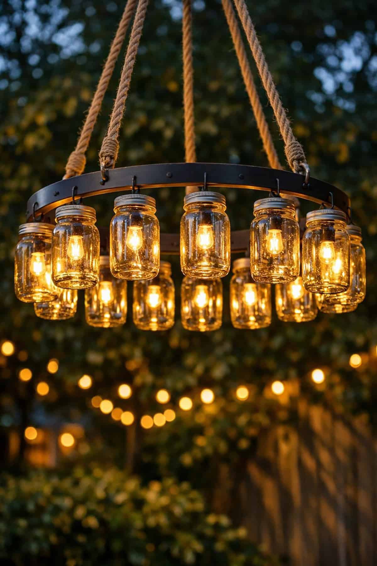 Mason Jar Chandelier Outdoor Lighting