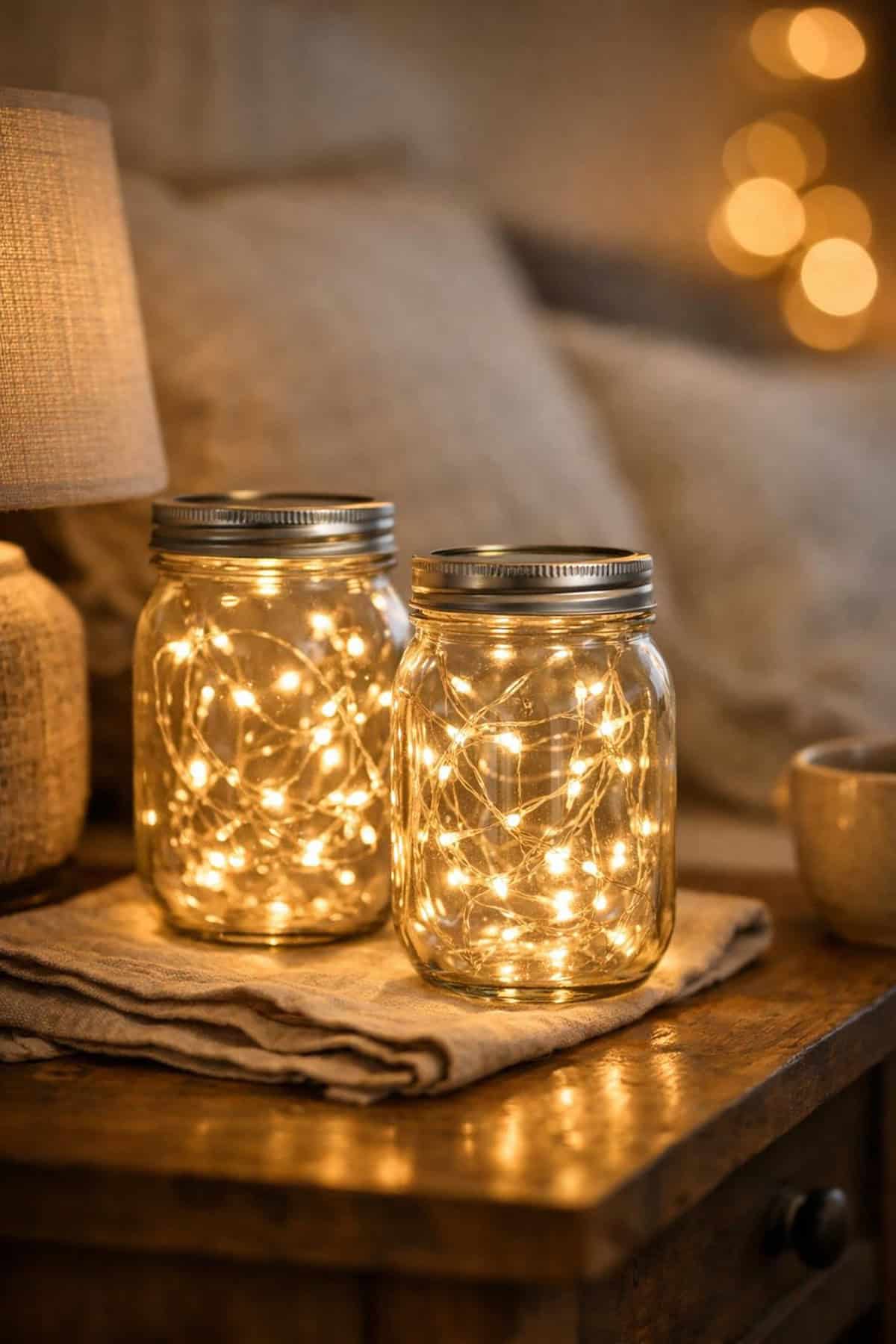 Mason Jar Fairy Light Night Lights