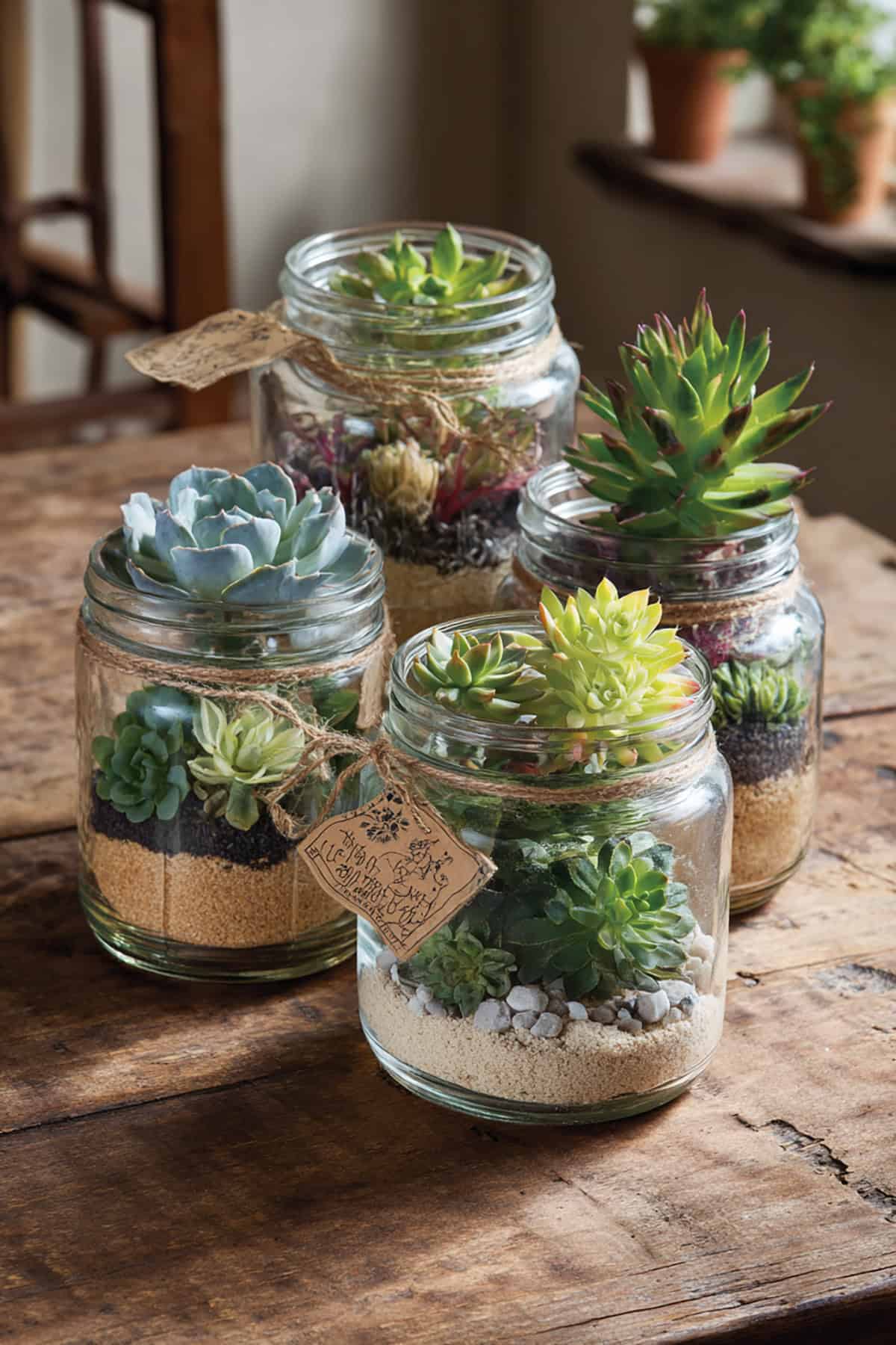 Mason Jar Succulent Terrarium Set