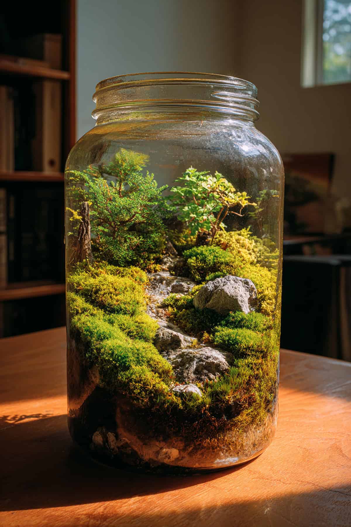 Mason Jar Terrarium with Moss Landscape