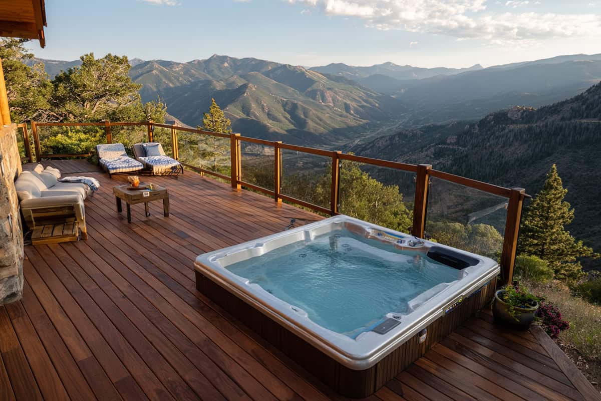 Mountain View Deck Hot Tub Setup