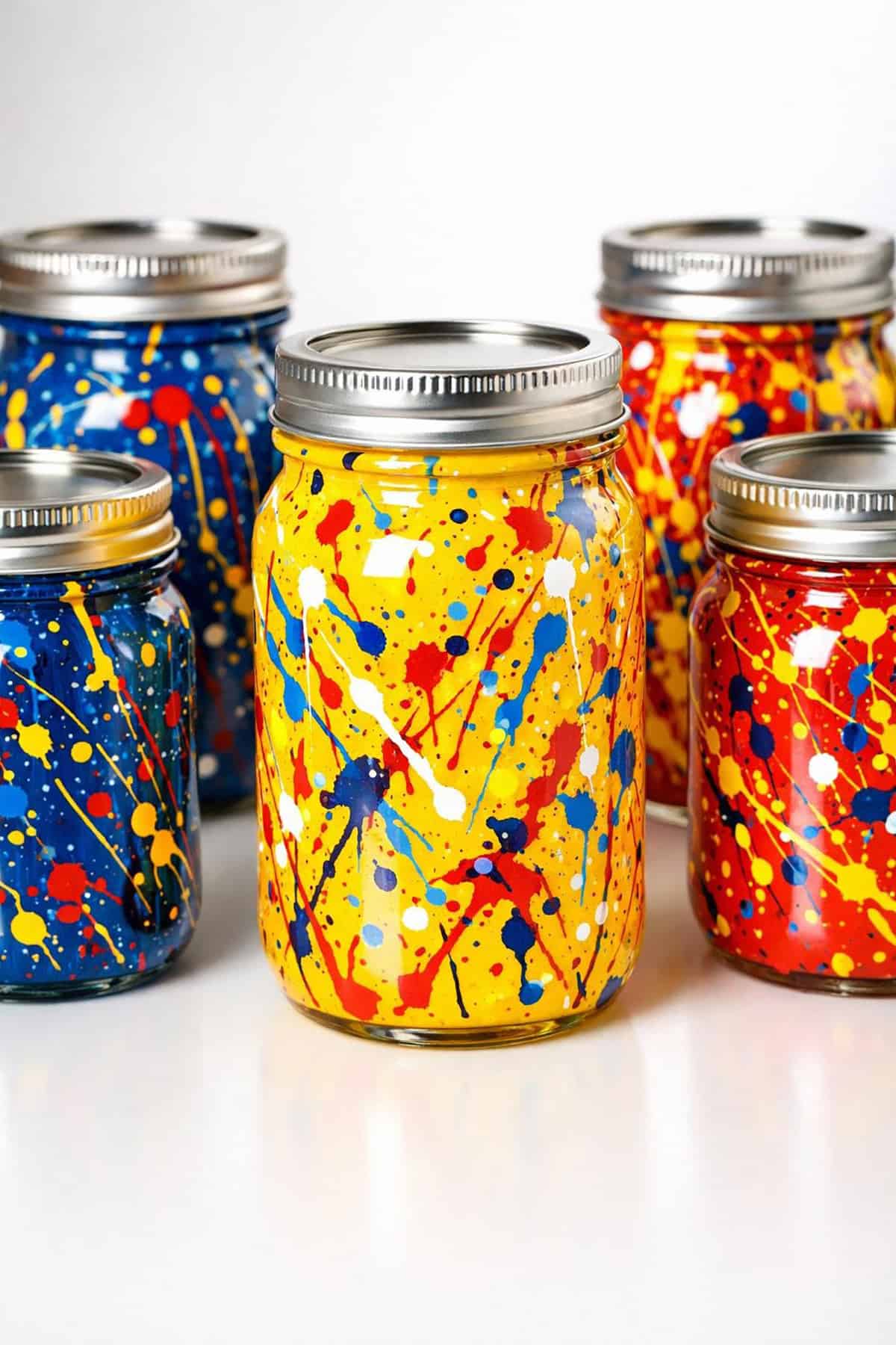 Paint Splatter Art Mason Jar Set