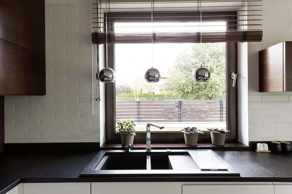 Row of Pendant Lights Over the Sink