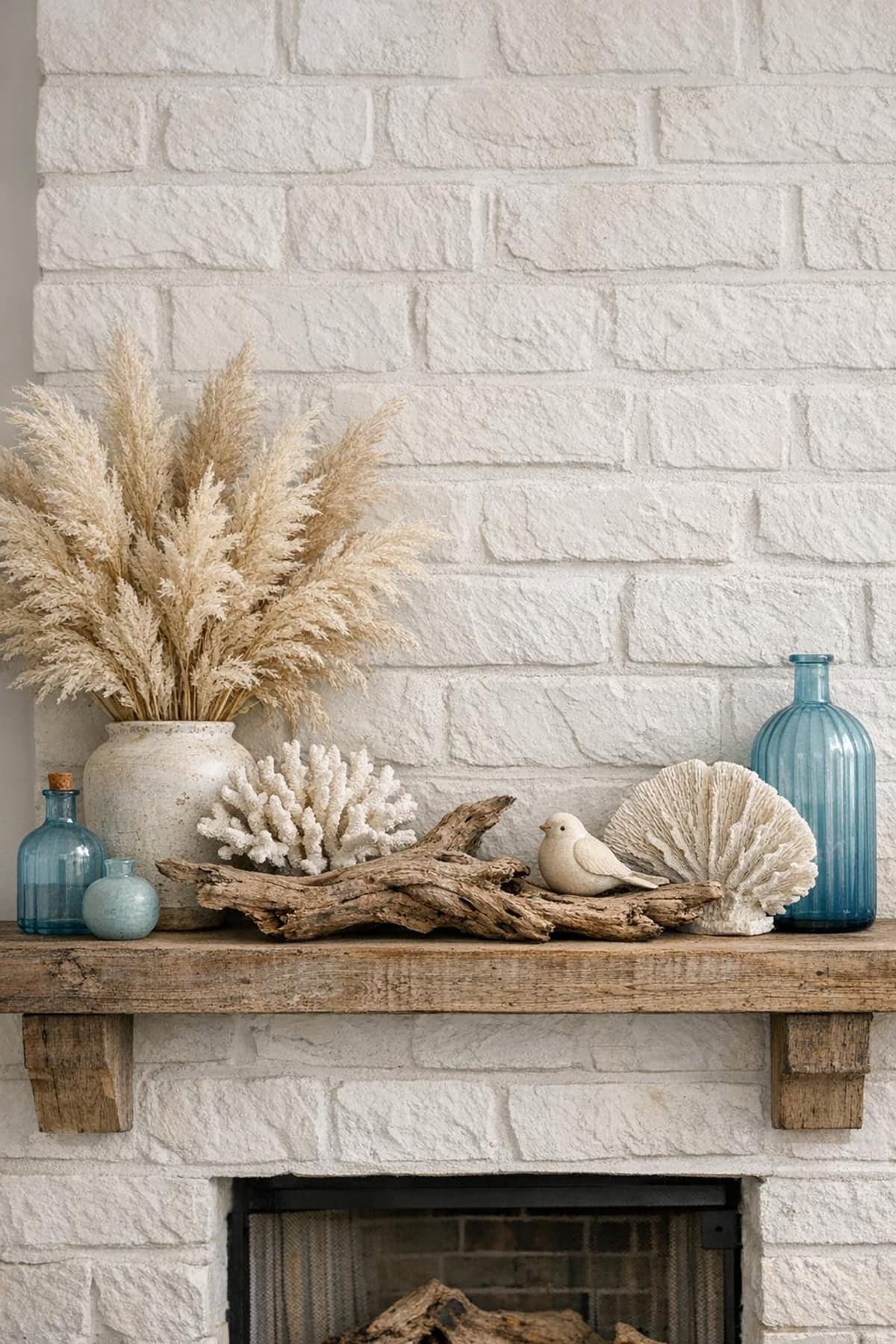 Rustic Coastal Mantel With Natural Elements
