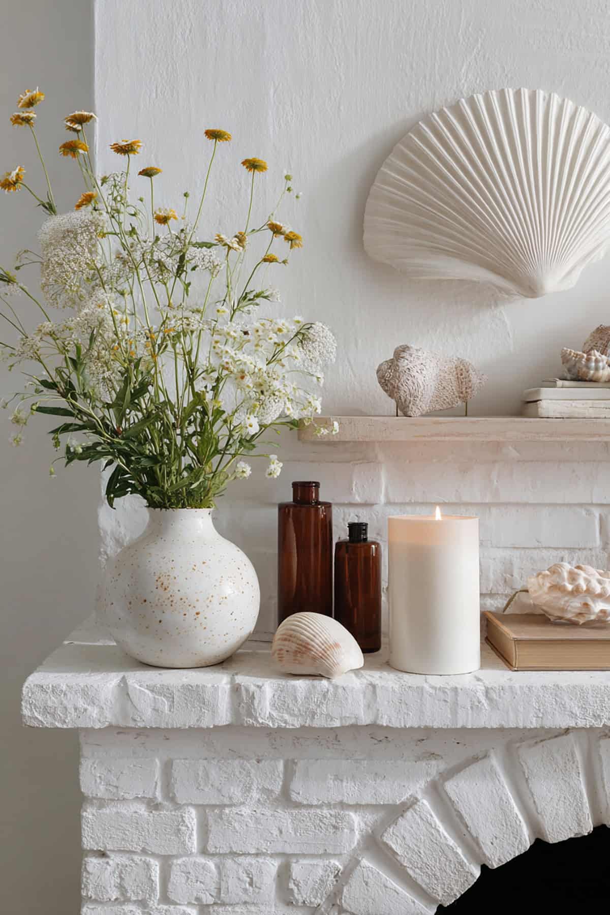 Seashell Minimal Mantel With Clean White Space