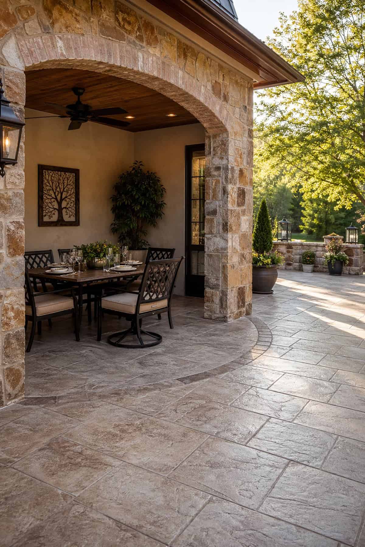 Stamped Concrete Patio with Outdoor Dining Niche