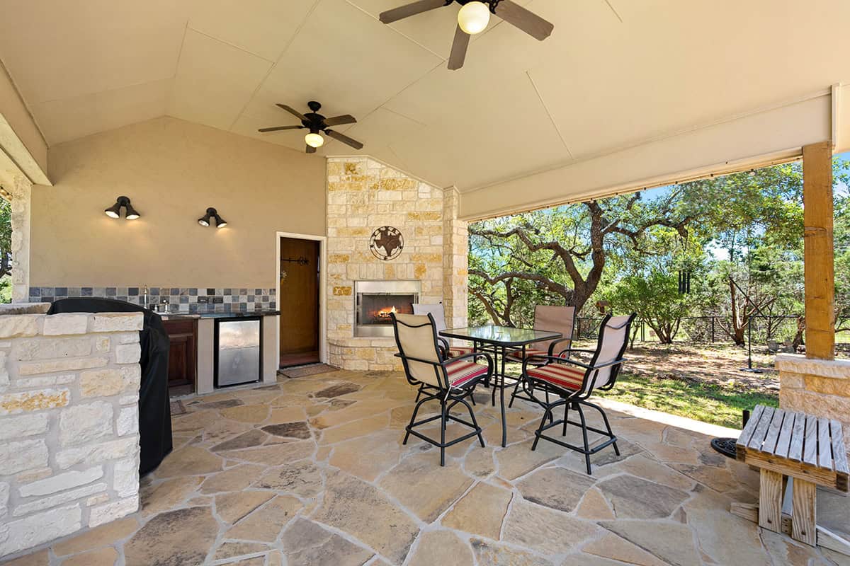 Stone Look Stamped Concrete Covered Patio