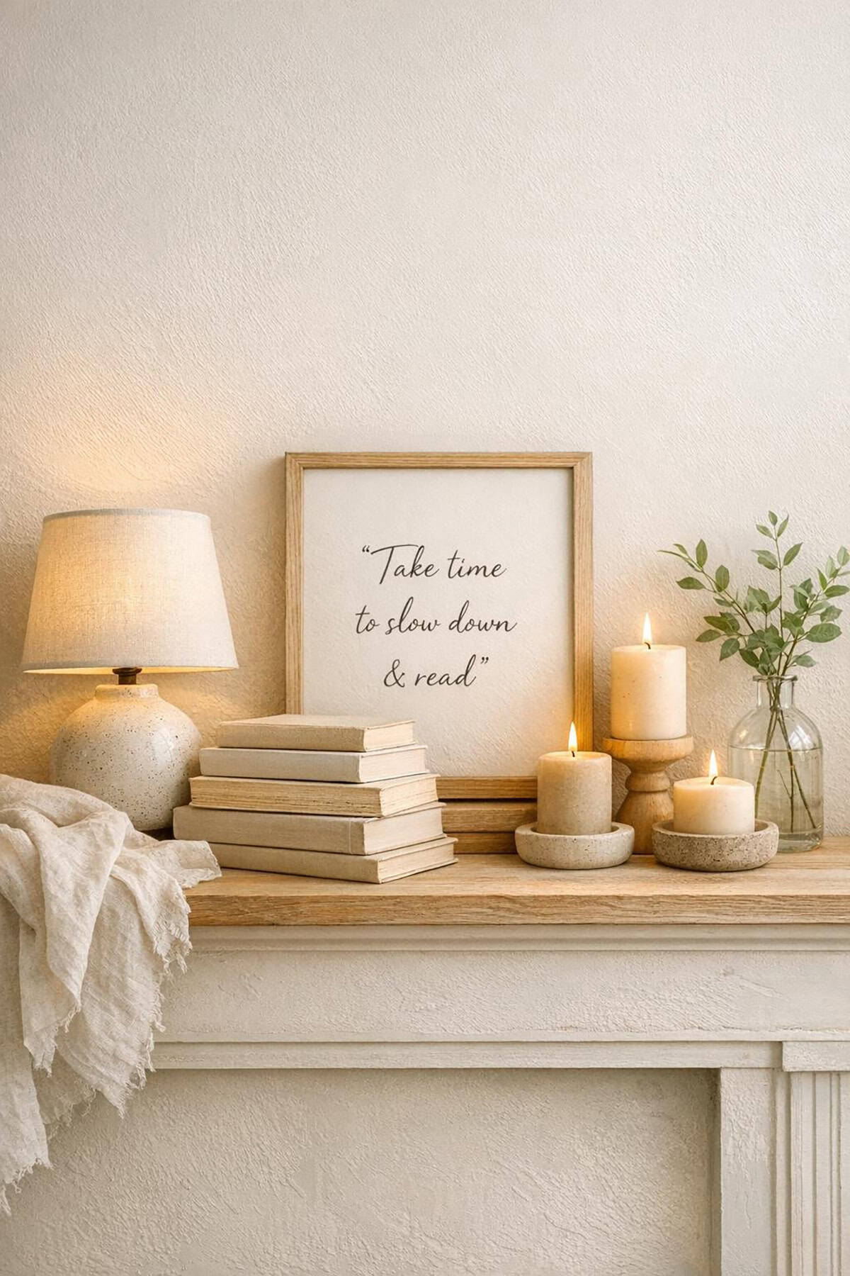 Summer Reading Mantel With Soft Layers