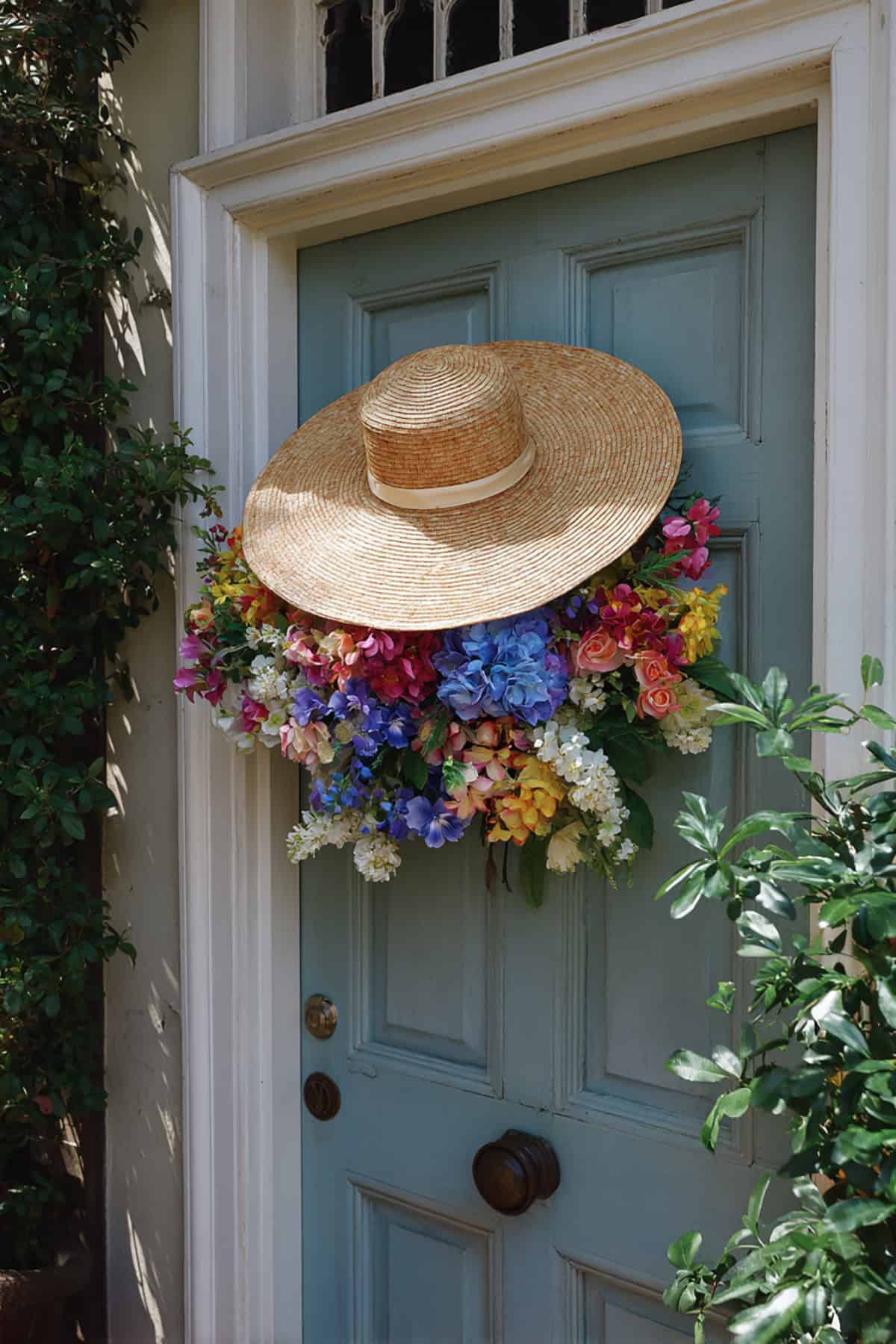 Sun Hat Floral Door Hanger