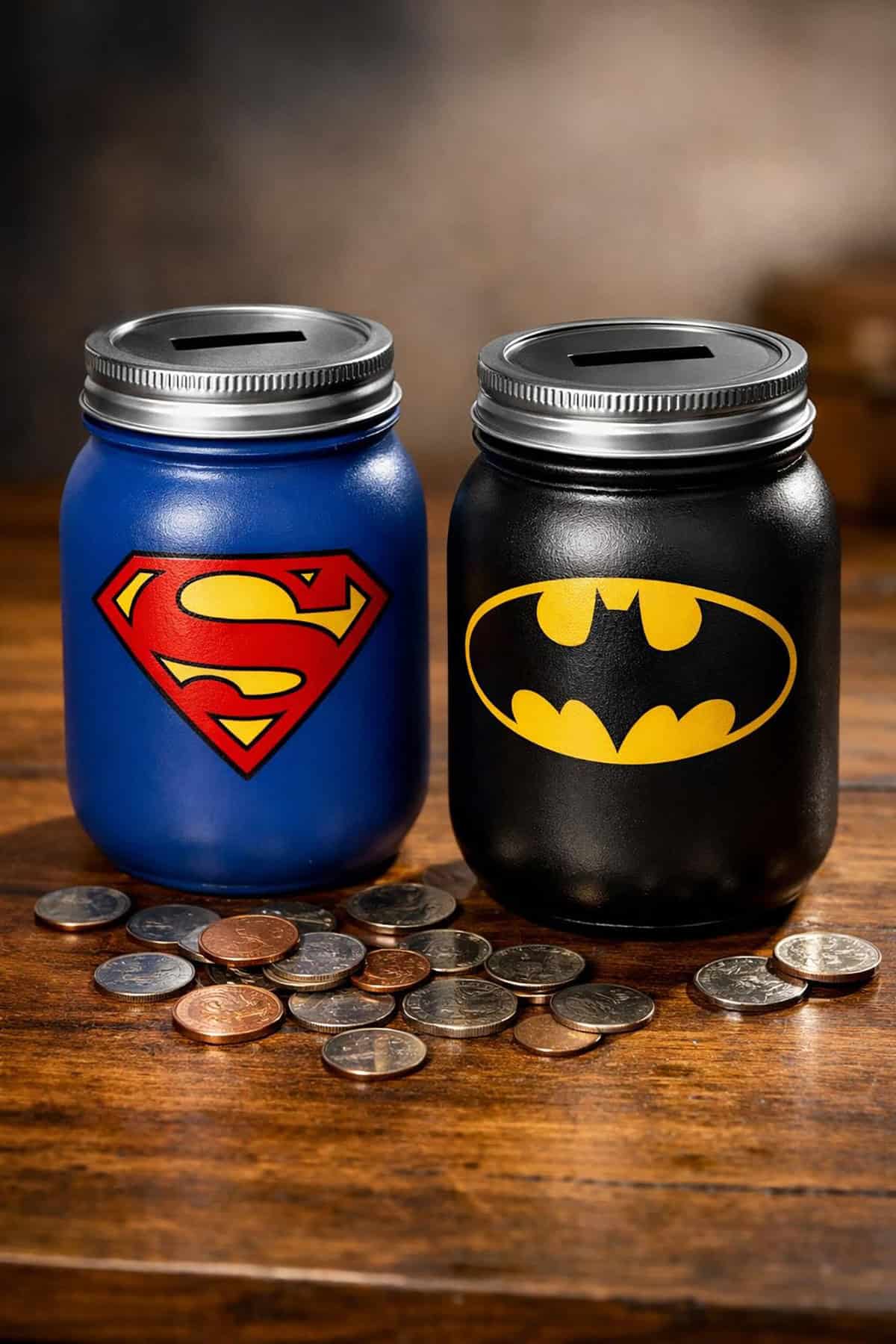 Superhero Mason Jar Coin Banks