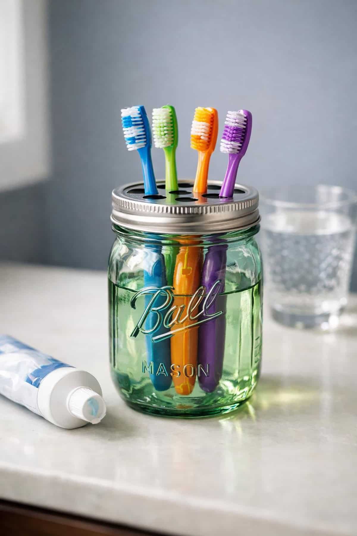 Toothbrush Storage Mason Jar Organizer