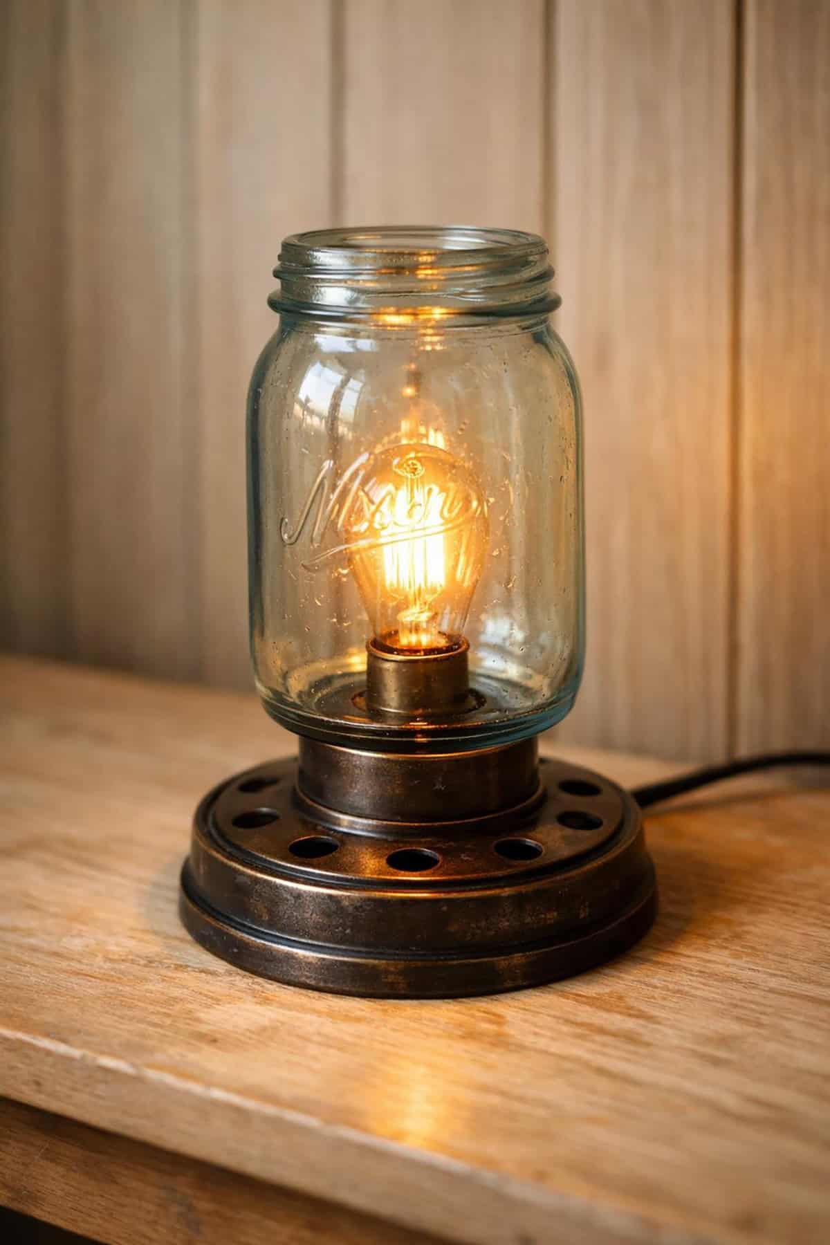 Vintage Mason Jar Table Lamp
