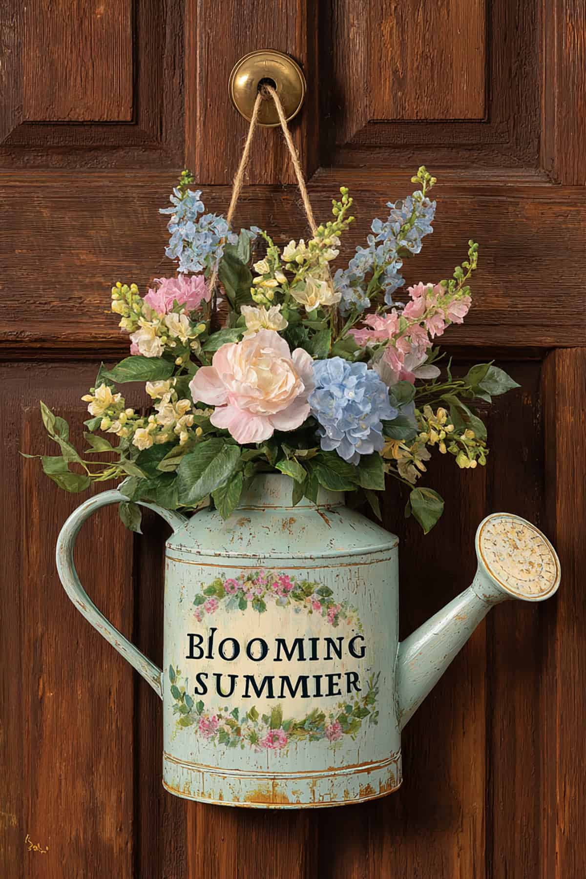Watering Can Floral Door Hanger