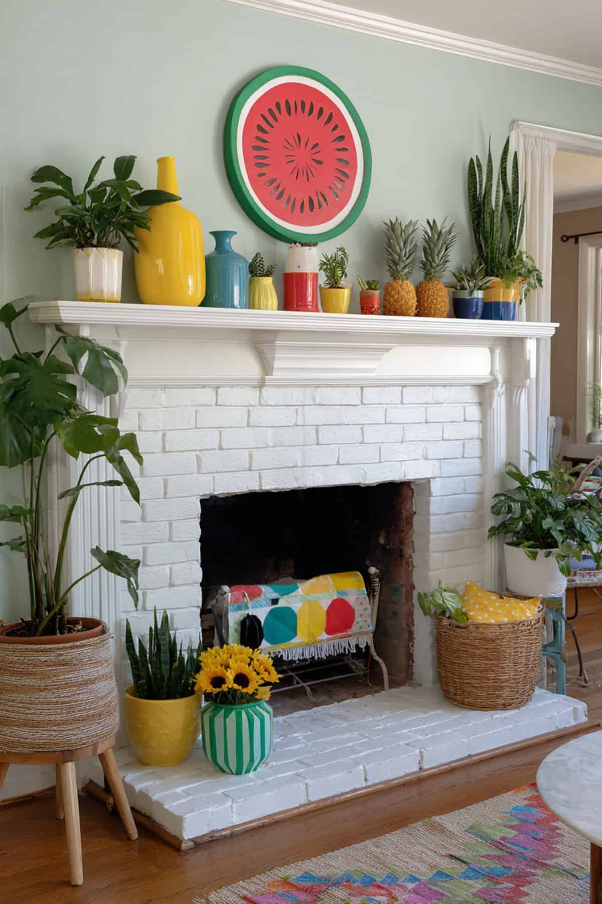 Watermelon Slice Mantel With Playful Summer Color