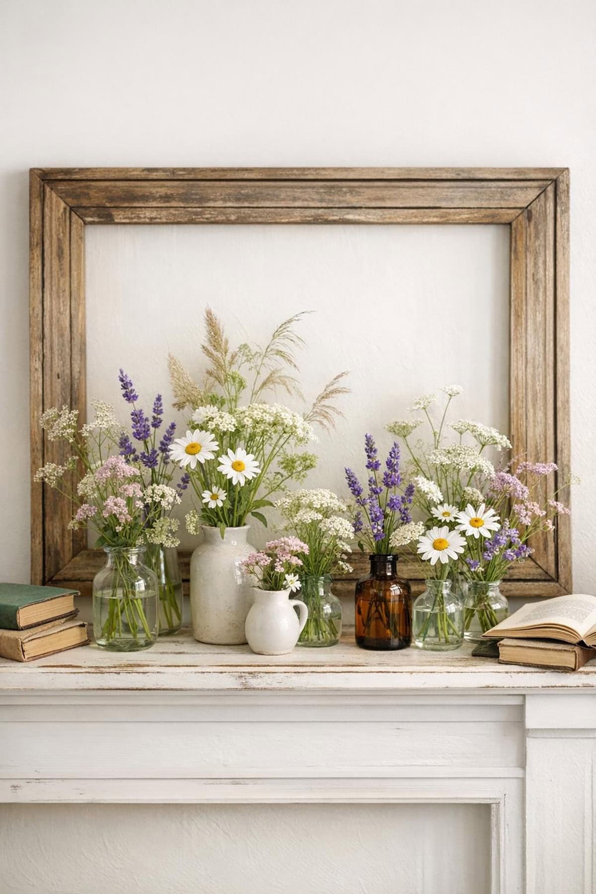 Wildflower Meadow Mantel With Loose Arrangements