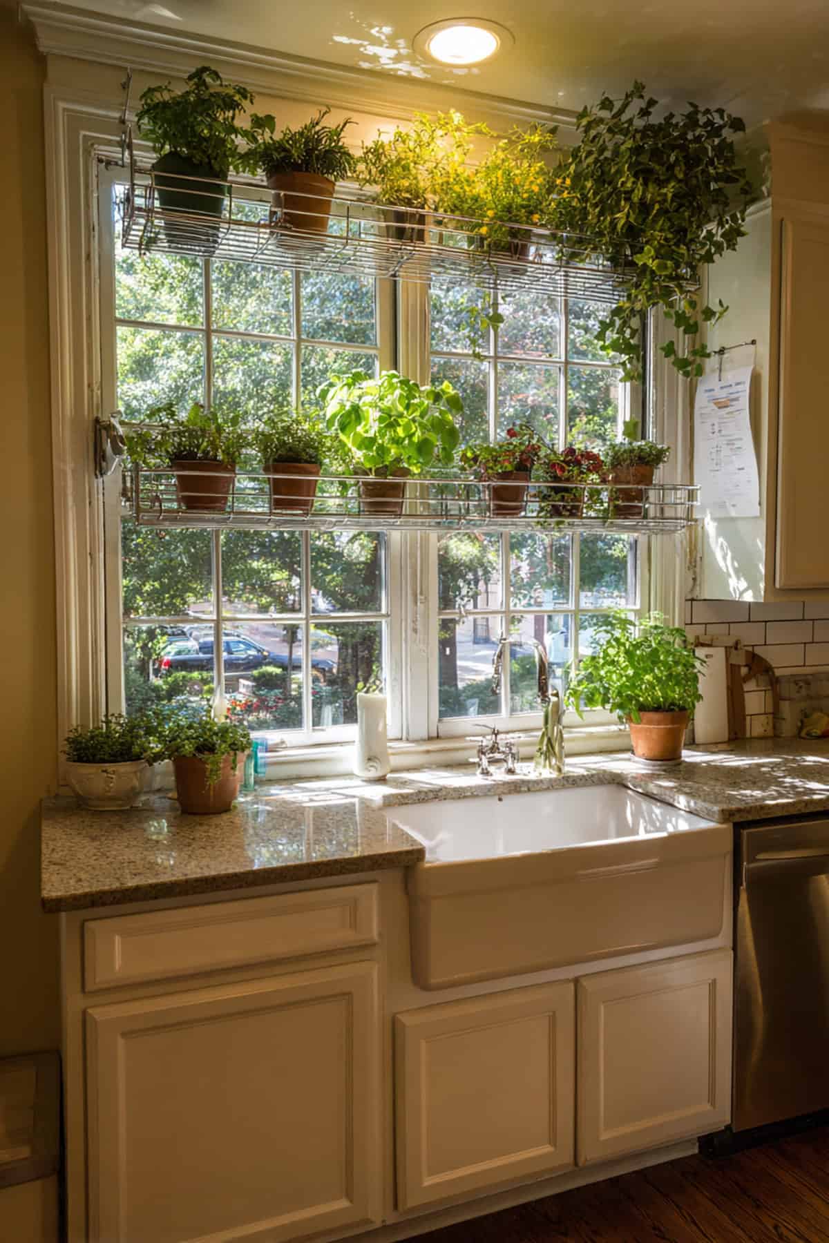 Window with Built In Hanging Rail Across Lower Frame