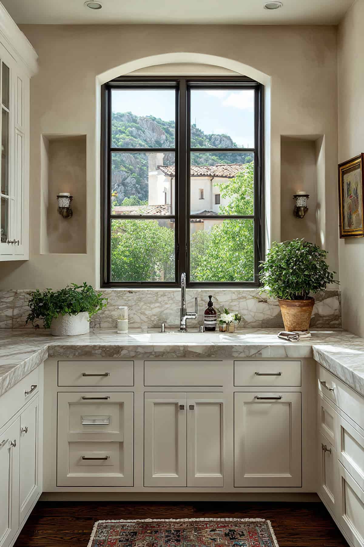 Window with Built In Recessed Niche on Both Sides