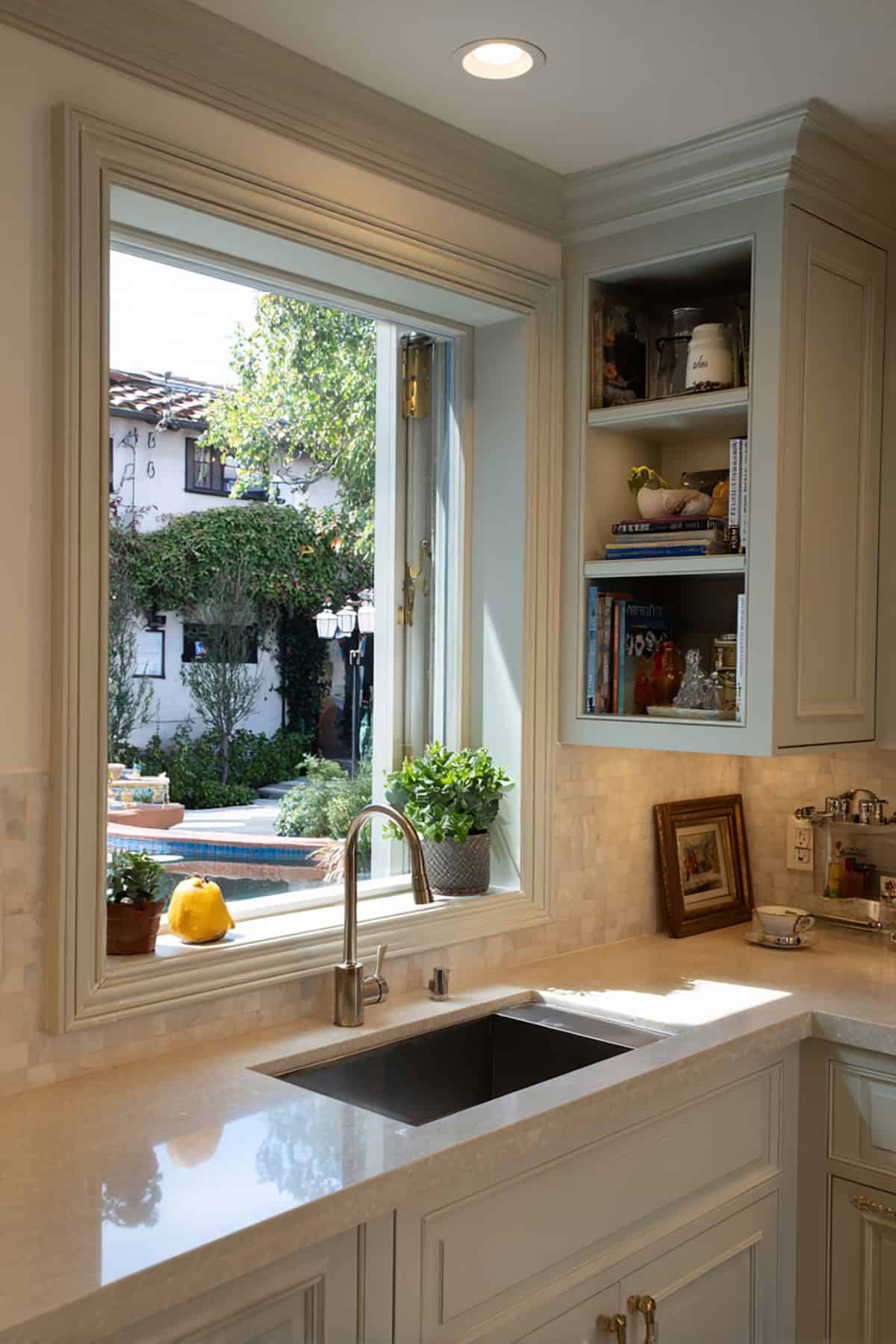 Window with Integrated Narrow Shelf