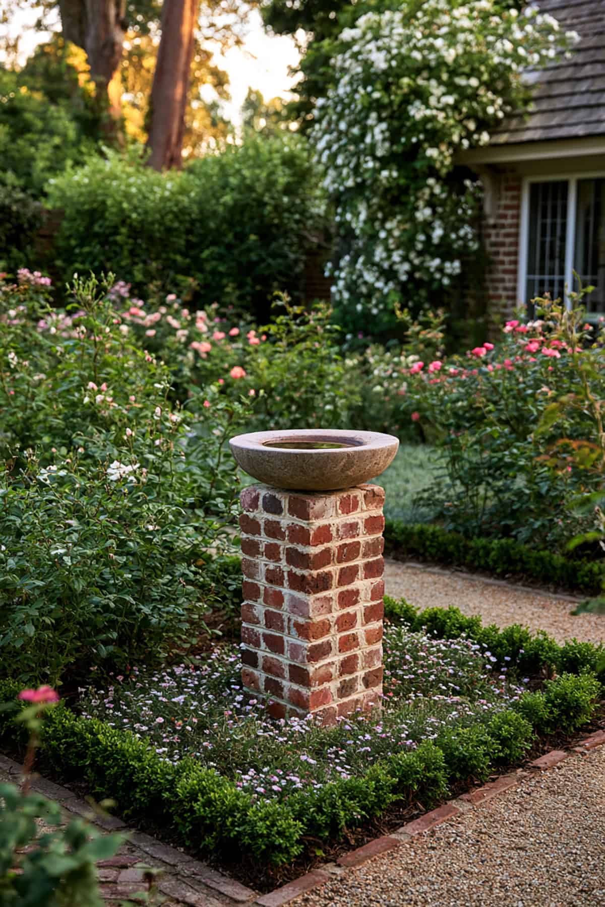 Brick Column Bird Bath
