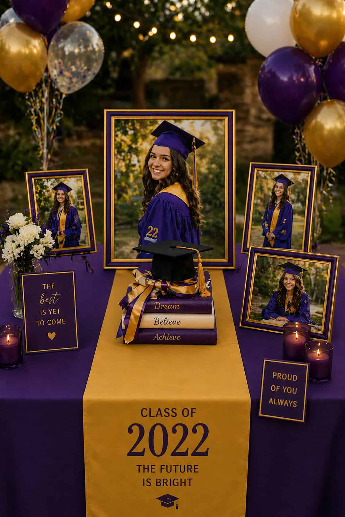 Cap And Gown Color Coordinated Table