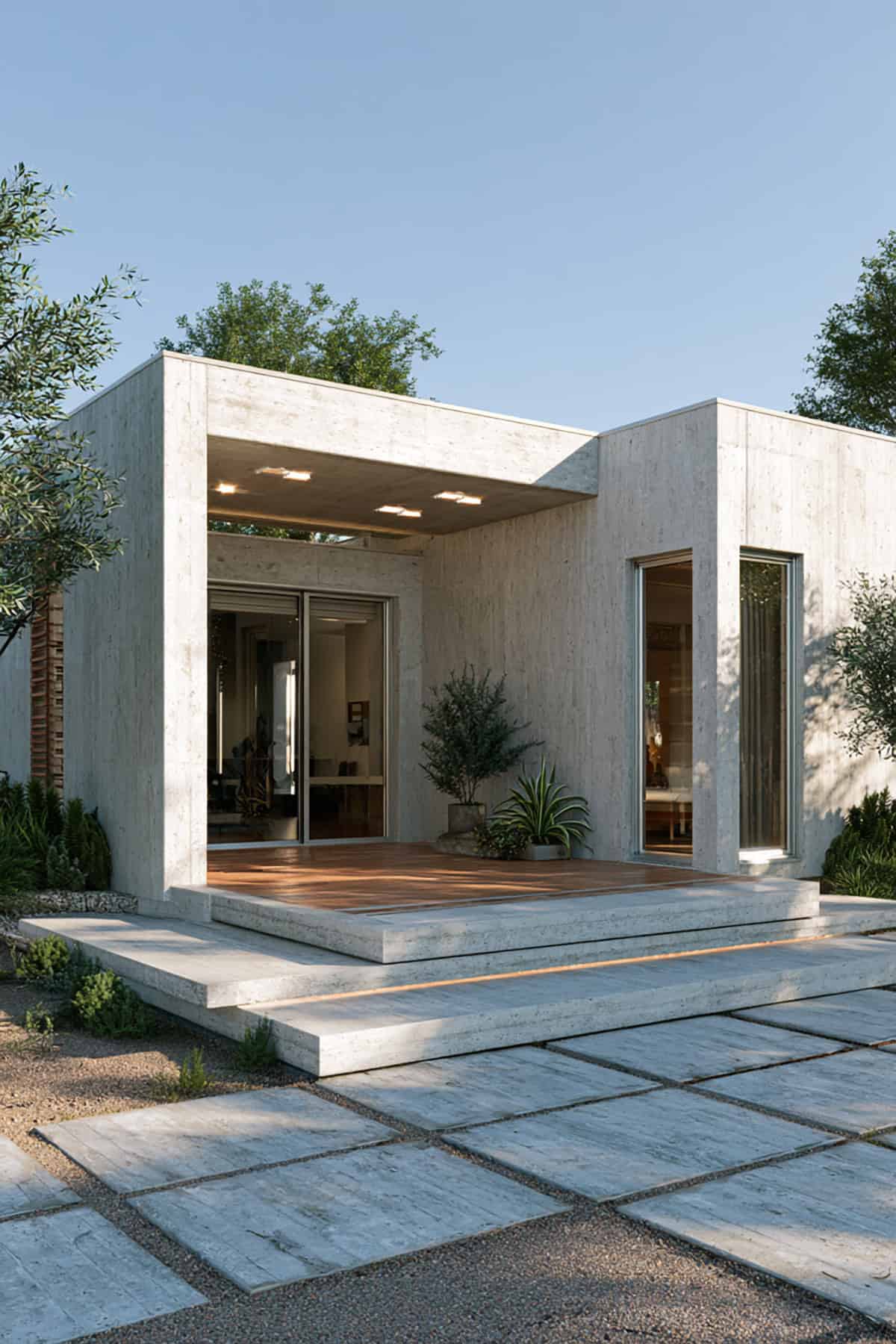 Concrete Bungalow With Sharp Edges and Clean Geometry