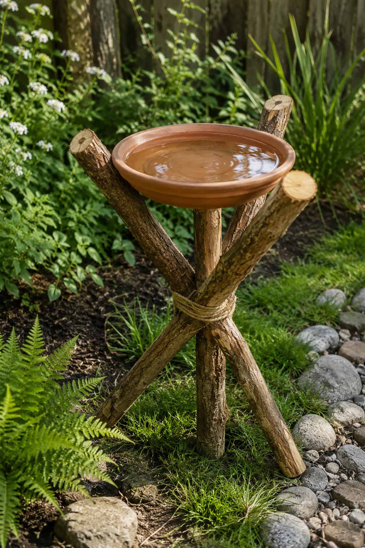 DIY Log Stand Bird Bath