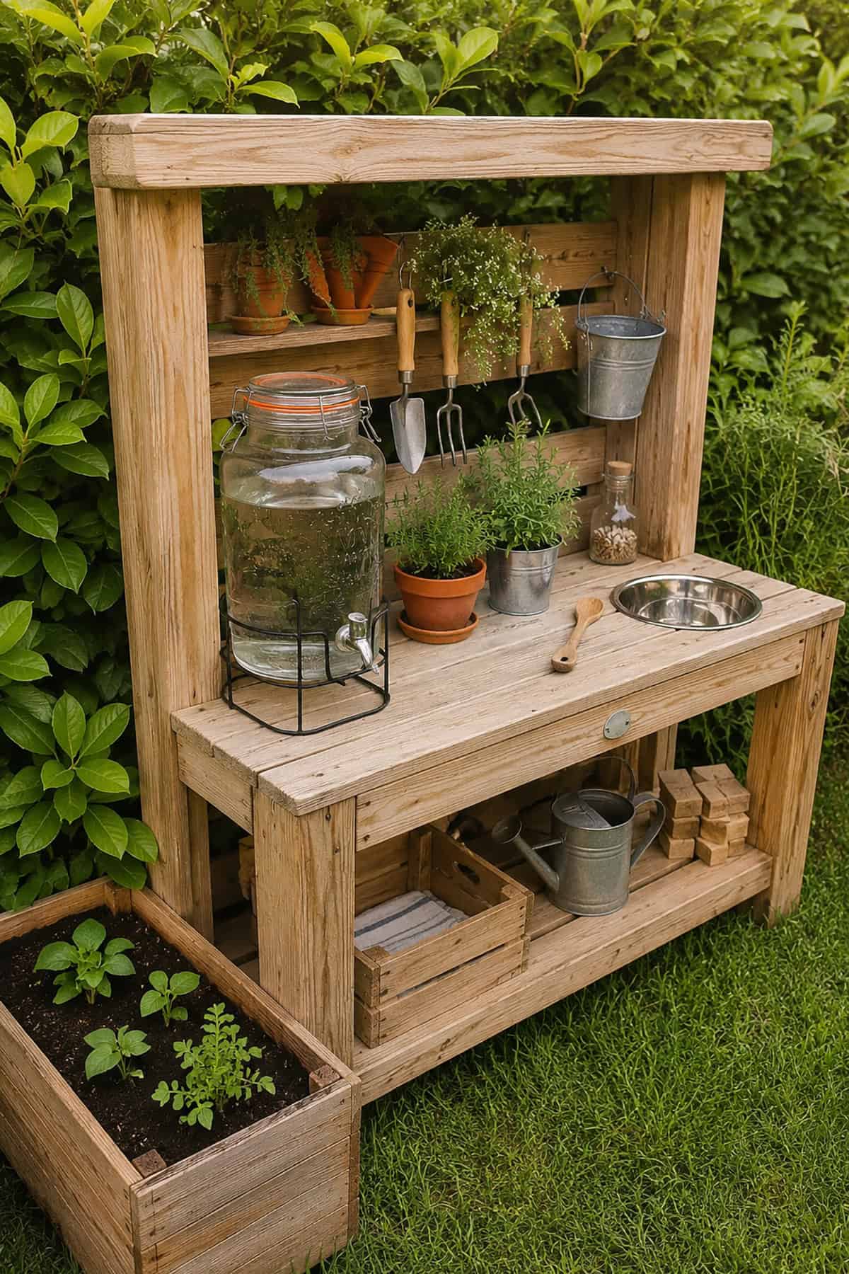 DIY Mud Kitchen With Raised Garden Bed