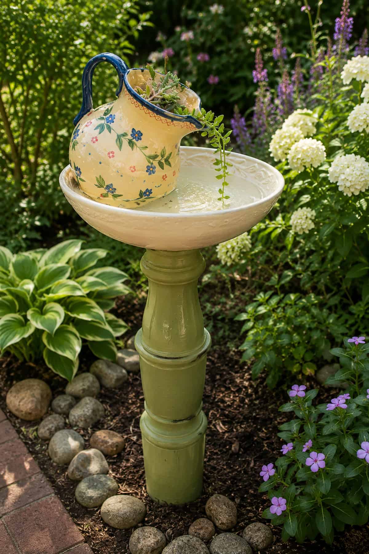 Decorative Pitcher Bird Bath Stand
