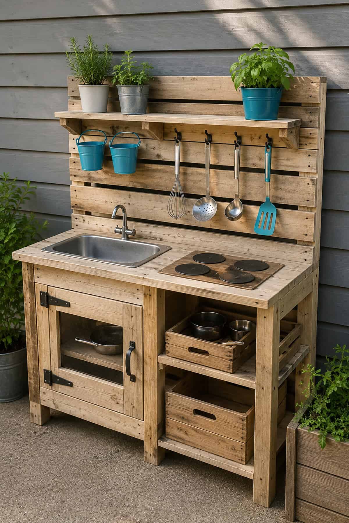 Mud Kitchen With Built In Crate Storage