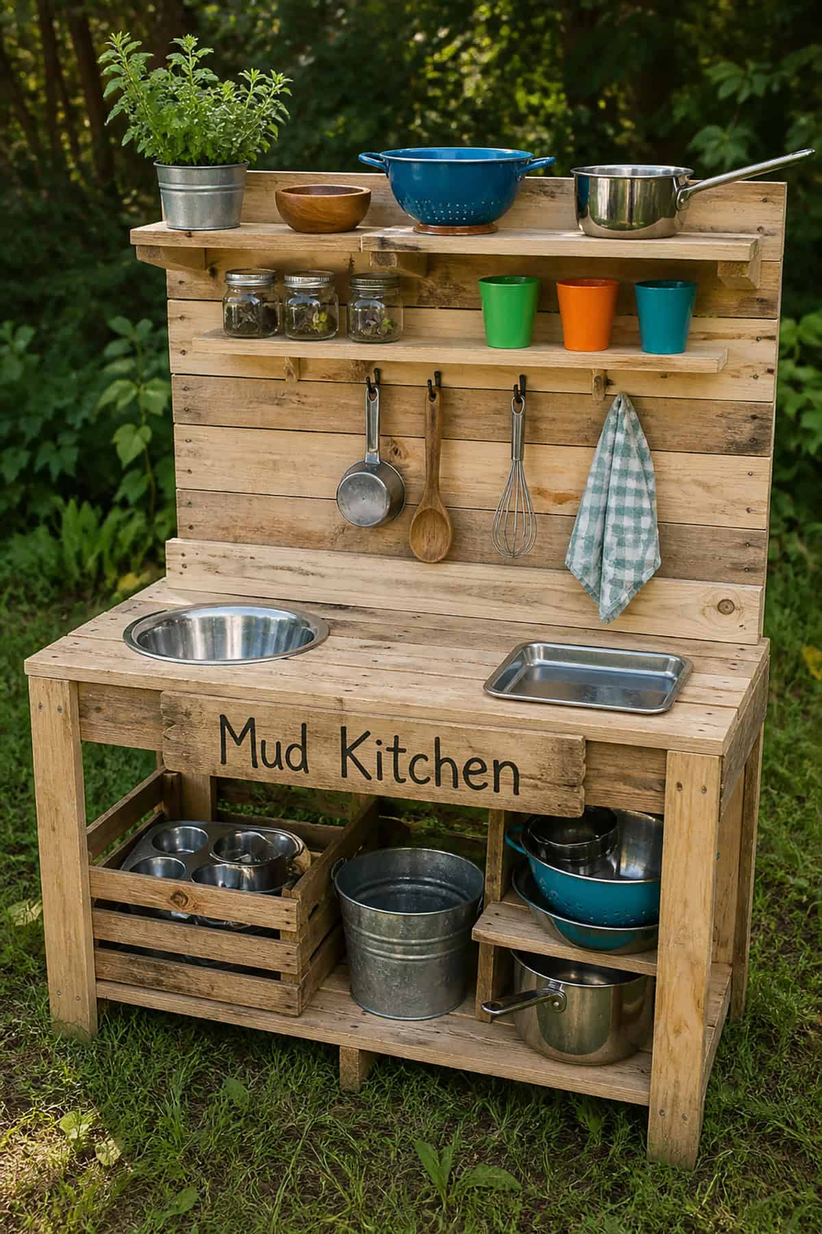 Mud Kitchen With Open Pantry Storage